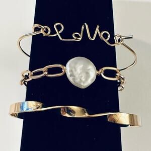 Gold Stack of 3 Bracelets